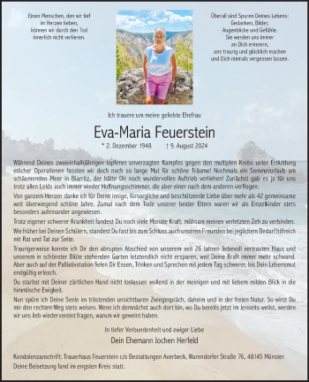 Anzeige von Eva-Maria Feuerstein 
