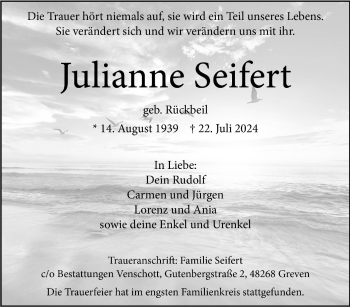 Anzeige von Julianne Seifert 