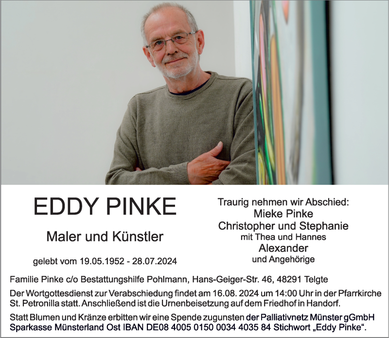  Traueranzeige für Eddy Pinke vom 10.08.2024 aus 