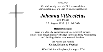 Anzeige von Johanna Vitkevicius 