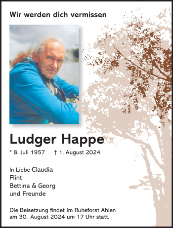 Anzeige von Ludger Happe 