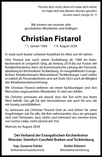 Anzeige von Christian Fistarol 