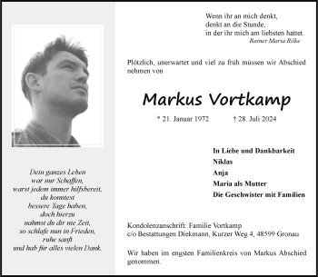 Anzeige von Markus Vortkamp 
