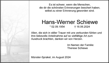 Anzeige von Hans-Werner Schiewe 