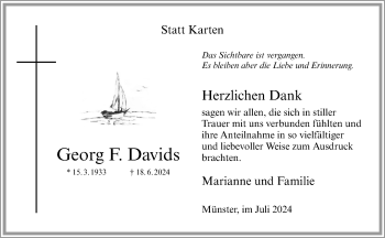 Anzeige von Georg F. Davids 