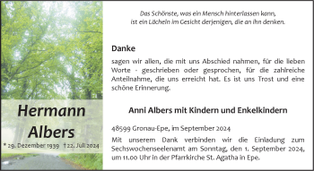 Anzeige von Hermann Albers 
