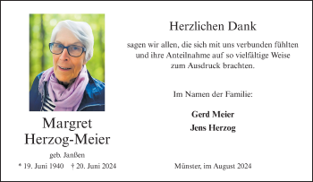 Anzeige von Margret Herzog-Meier 