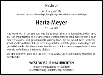 Anzeige von Herta Meyer 