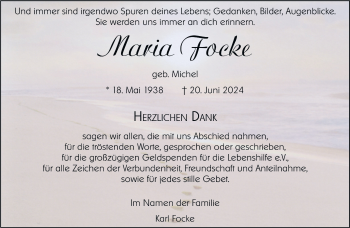 Anzeige von Maria Focke 