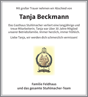 Anzeige von Tanja Beckmann 