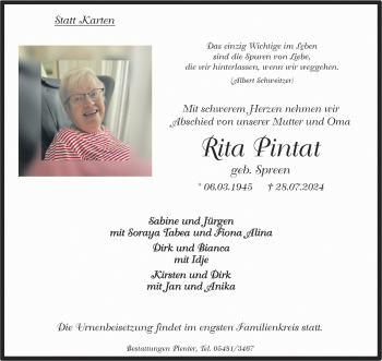 Anzeige von Rita Pintat 