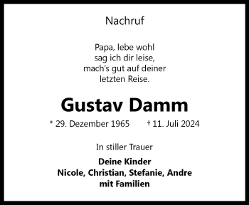 Anzeige von Gustav Damm 