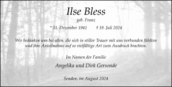 Anzeige von Ilse Bless 