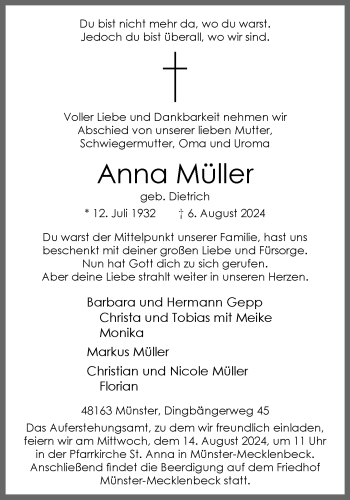 Anzeige von Anna Müller 