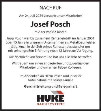 Anzeige von Josef Posch 
