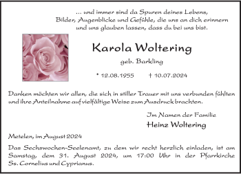 Anzeige von Karola Woltering 