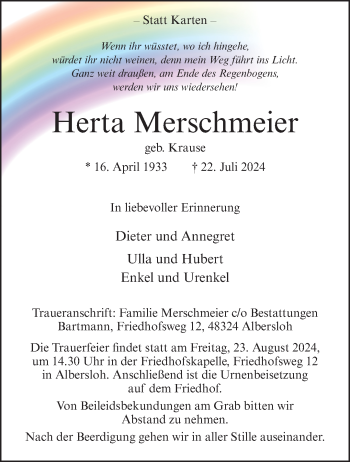 Anzeige von Herta Merschmeier 