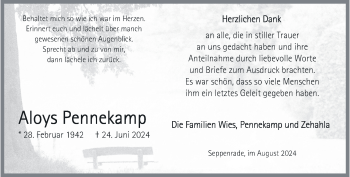 Anzeige von Aloys Pennekamp 