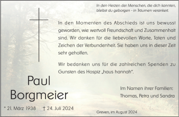 Anzeige von Paul Borgmeier 