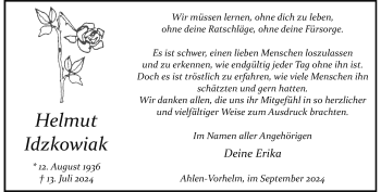 Anzeige von Helmut Idzkowiak 