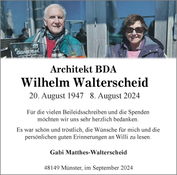 Anzeige von Wilhelm Walterscheid 