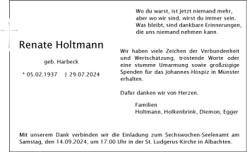 Anzeige von Renate Holtmann 