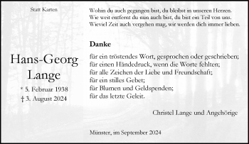 Anzeige von Hans-Georg Lange 
