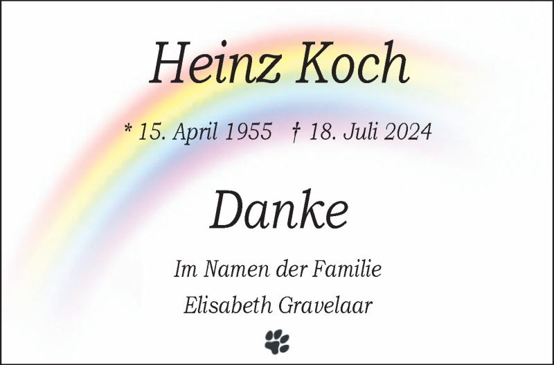  Traueranzeige für Heinz Koch vom 28.09.2024 aus 