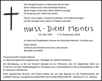 Anzeige von Horst-Dieter Meiners 