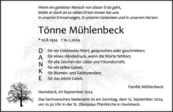 Anzeige von Tönne Mühlenbeck 