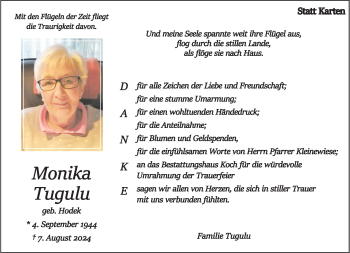 Anzeige von Monika Tugulu 