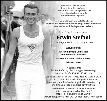 Anzeige von Priv. Doz. Dr. med. dent. Erwin Stefani 