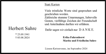 Anzeige von Herbert Suhre 