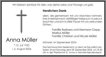 Anzeige von Anna Müller 