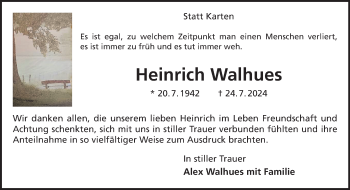 Anzeige von Heinrich Walhues 