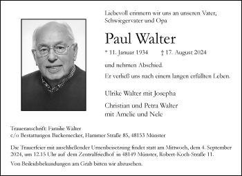 Anzeige von Paul Walter 