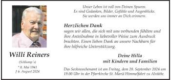 Anzeige von Willi Reiners 