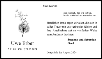 Anzeige von Uwe Erber 