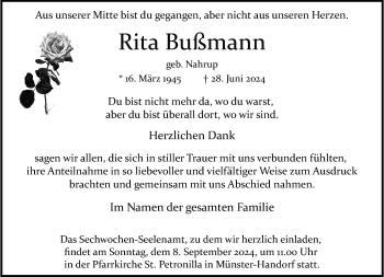 Anzeige von Rita Bumann 