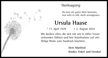Anzeige von Ursula Haase 