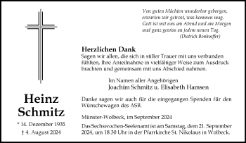 Anzeige von Heinz Schmitz 