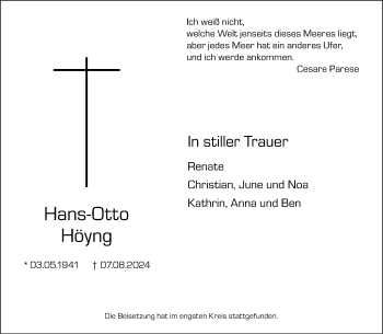 Anzeige von Hans-Otto Höyng 