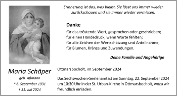 Anzeige von Maria Schäper 