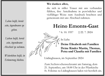 Anzeige von Heino Emonts-Gast 