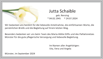 Anzeige von Jutta Schaible 
