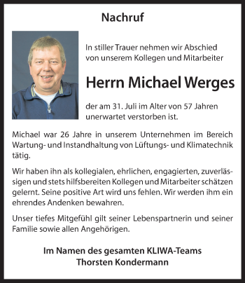 Anzeige von Michael Werges 
