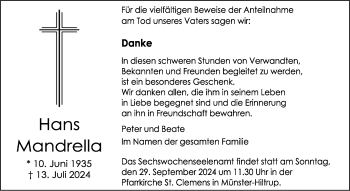 Anzeige von Hans Mandrella 