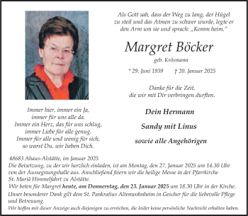 Anzeige von Margret Böcker 