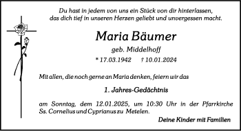 Anzeige von Maria Bäumer 