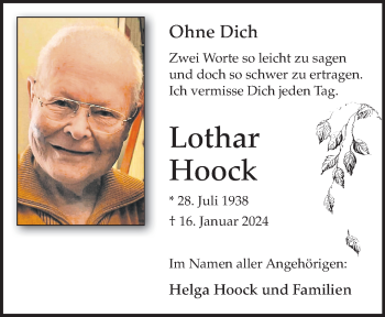 Anzeige von Lothar Hoock 
